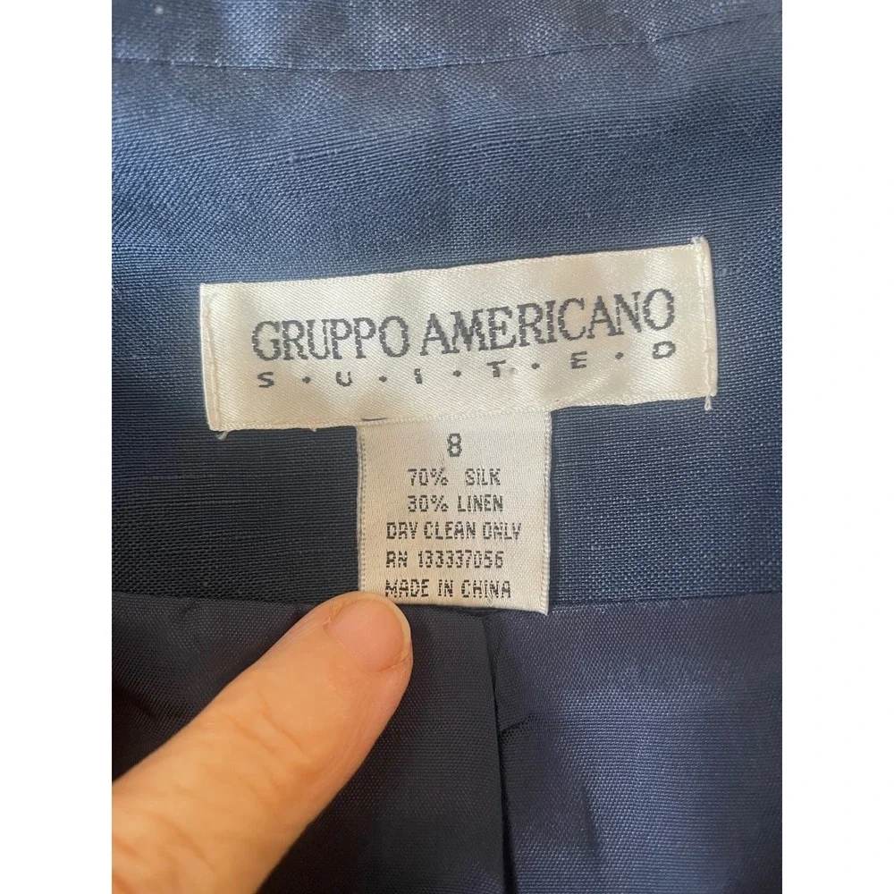 Blazer and Crop Top Set Silk Linen Embroidered Gruppo Americano 1990s